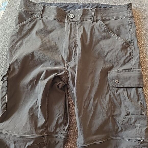 KUHL RENEGADE STEALTH MEN 34/32 CONVERTIBLE NYLON CARGO PANTS SHORTS ZIP OFF - Picture 3 of 9